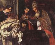 Jacopo Vignali St.Silvester,Pope,Baptizes the Emperor Constantine oil painting
